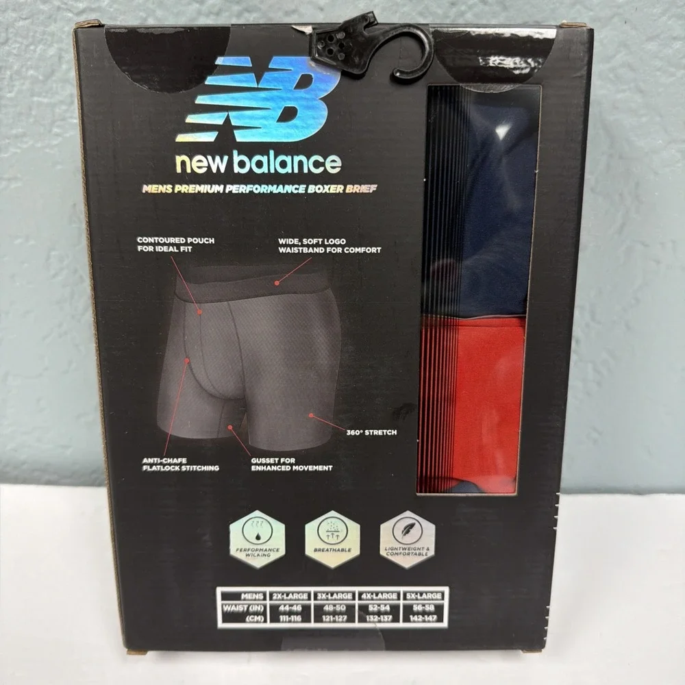 New Balance Men's Premium Performance Boxer Briefs‎ 3-Pack Size 4XL 52